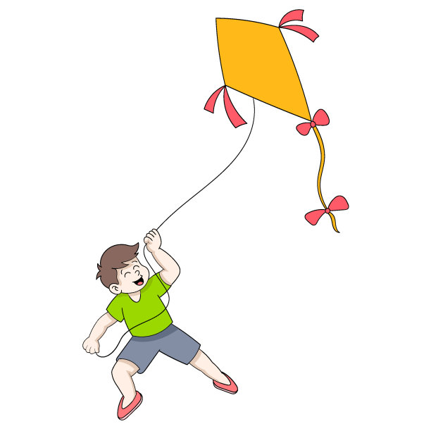 孩子正在玩玩具风筝图片下载