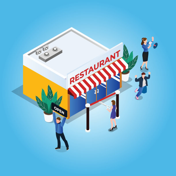 餐厅盛大开业仪式等距3d图片下载