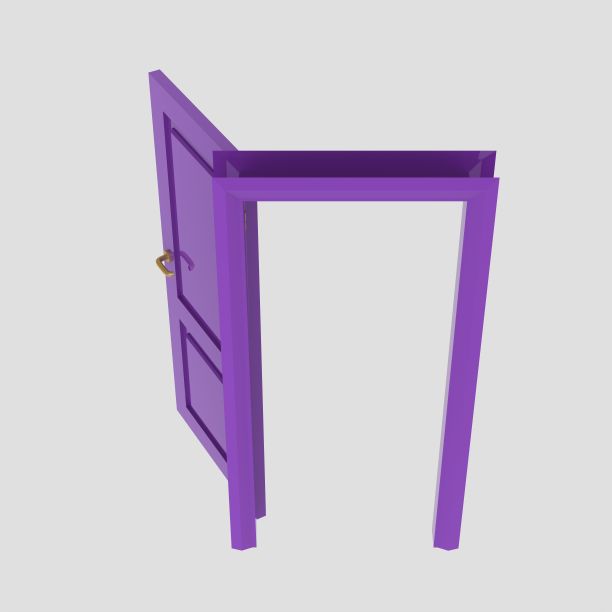 紫色木门内套插图不同开闭隔离白色背景图片下载