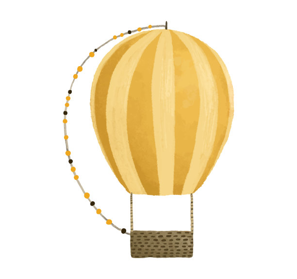 可爱幼稚的插图与热气球，旅行，旅行集。婴儿艺术，贴纸图片下载