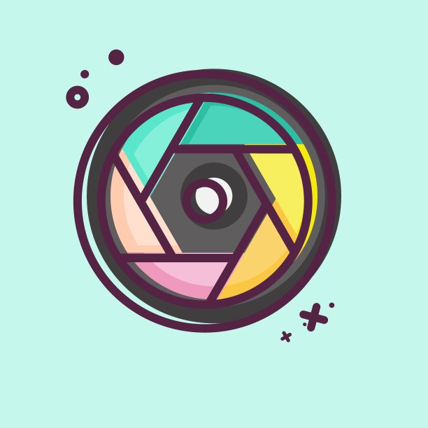 图标相机镜头。与摄影符号相关。MBE风格。设计简单，可编辑。简单的说明图片下载