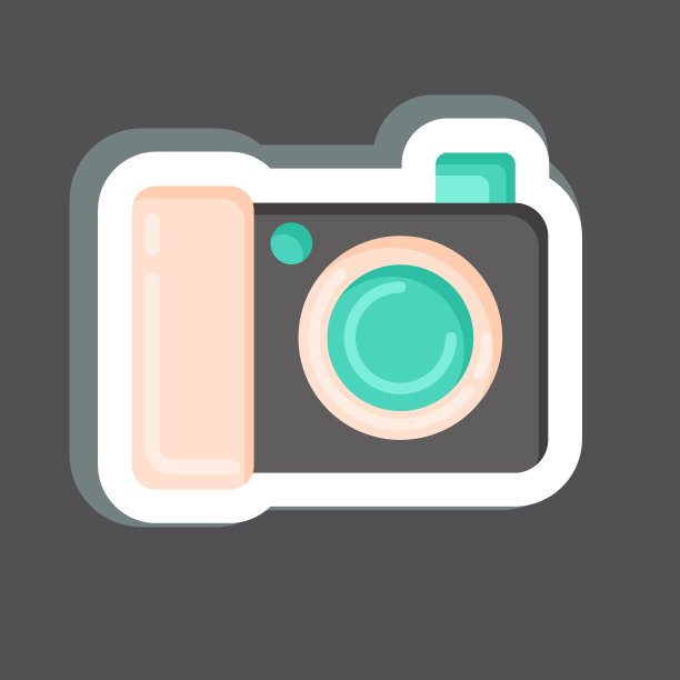 贴纸数码相机。与摄影符号相关。设计简单，可编辑。简单的说明图片下载