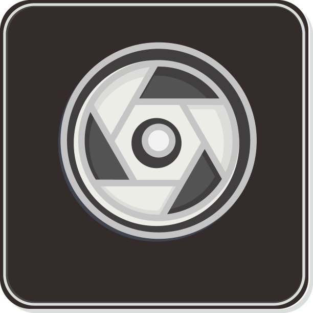 图标相机镜头。与摄影符号相关。光滑的风格。设计简单，可编辑。简单的说明图片下载