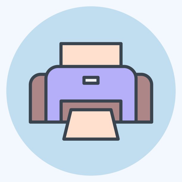 图标照片打印机。与摄影符号相关。颜色搭配风格。设计简单，可编辑。简单的说明图片下载