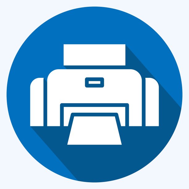 图标照片打印机。与摄影符号相关。长阴影风格。设计简单，可编辑。简单的说明图片下载