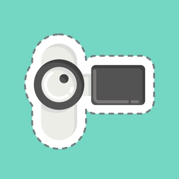 贴纸线切割胶片相机。与摄影符号相关。设计简单，可编辑。简单的说明图片下载