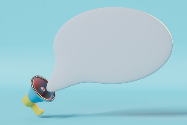 重要信息的披露。带有云的扬声器，用来传递信息。复制粘贴。三维渲染图片下载