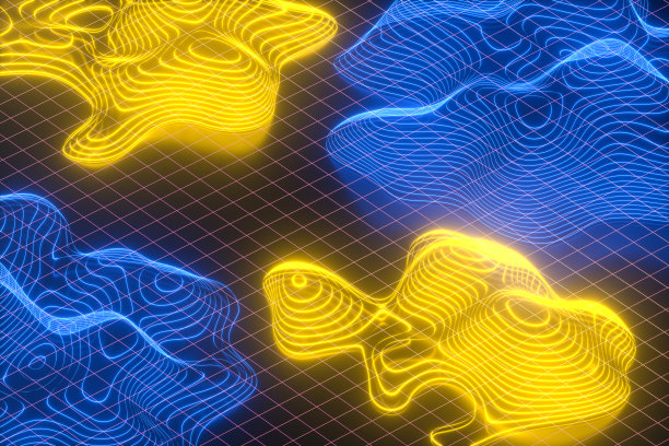 地形图背景，发光的霓虹灯线图片下载