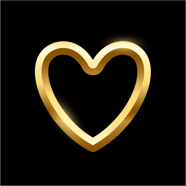 黑色背景上的金色心形框架。图片、绘画、卡片或照片的空白空间。三维现实的现代模板矢量插图。简单的黄金对象模型图片下载