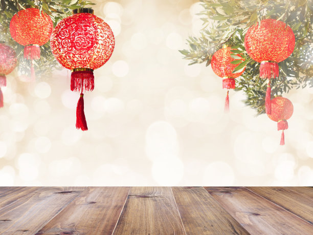 木制的桌面是中国新年的背景。图片下载