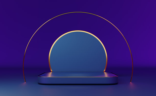 领奖台空几何形状在紫粉色组成的现代舞台展示和极简主义的模型，抽象的展示背景，概念3d插图或3d渲染图片下载