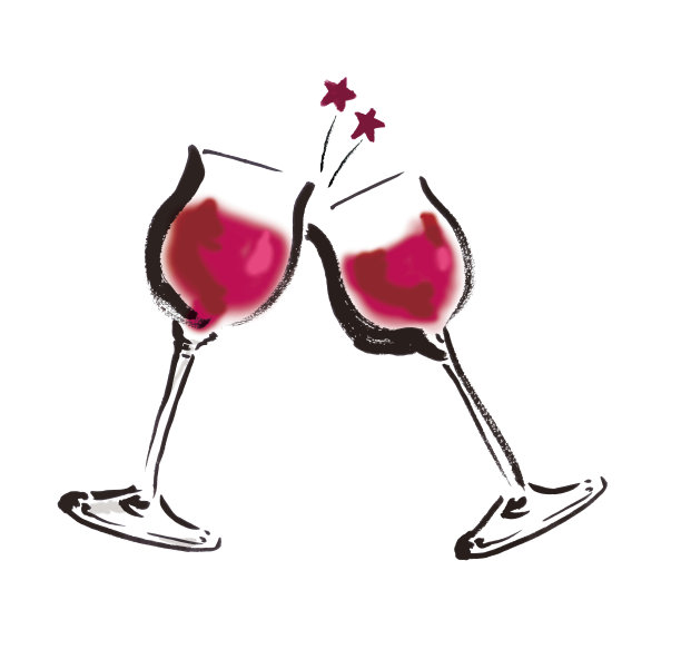 手绘插画用红酒敬酒图片下载