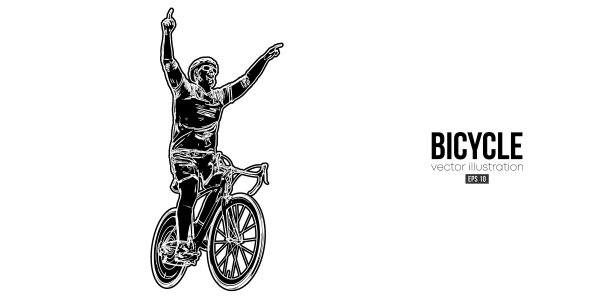 一个公路自行车赛车手的抽象剪影，男子是骑在运动自行车孤立的白色背景。自行车运动交通工具。矢量图图片下载