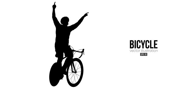 一个公路自行车赛车手的抽象剪影，男子是骑在运动自行车孤立的白色背景。自行车运动交通工具。矢量图图片下载