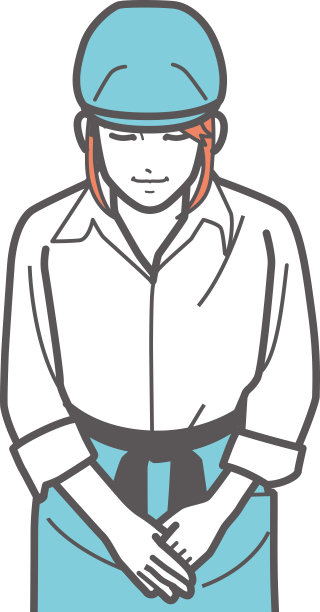 快餐女服务员鞠躬。图片下载