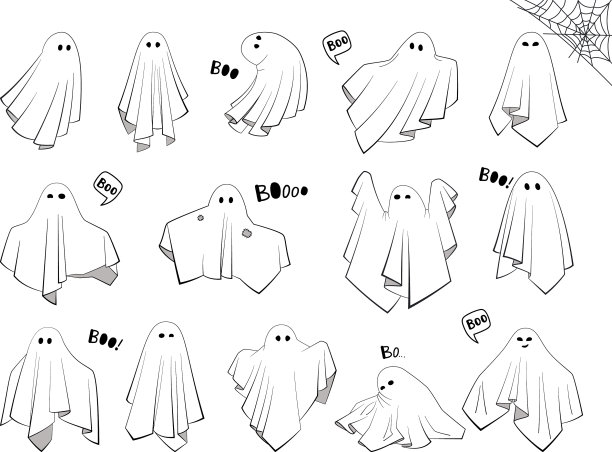 令人毛骨悚然的boo字符的孩子一套可爱的布图片下载