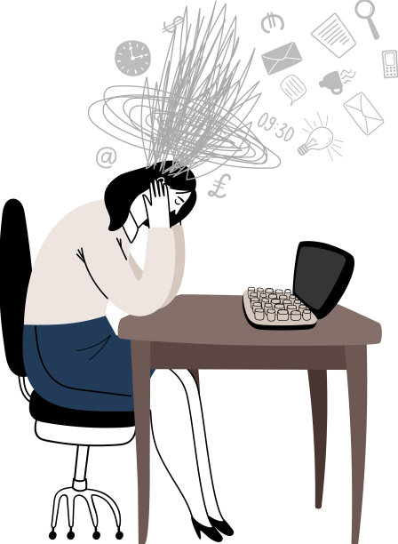 疲惫的女人在工作场所和一堆图片下载