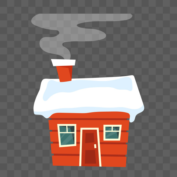 冬天的房子。矢量剪贴画孤立在白色背景。图片下载