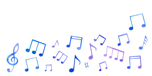 用水彩画的音符和乐谱的画框插图图片下载