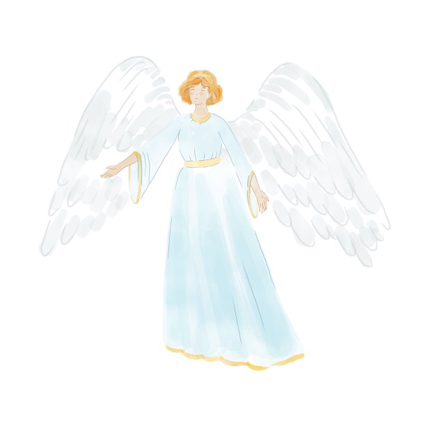 张开双臂的水彩画圣诞天使图片下载