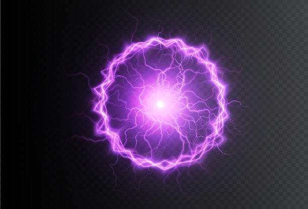 强力球闪电粉色套装。一个环内的强氖电荷。元素为您的设计，广告，明信片，邀请，屏保，网站，游戏。图片下载