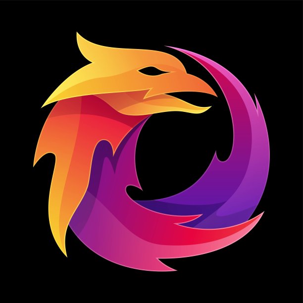 矢量插图凤凰渐变彩色风格。图片下载