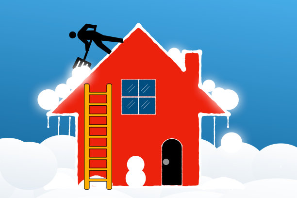 屋顶上的雪被意外清除图片下载