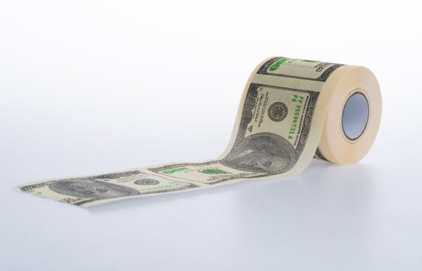 厕纸上的美国百元图案图片下载