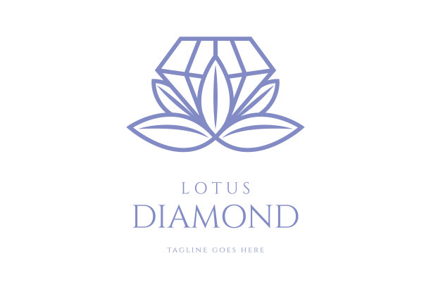 钻石水晶宝石莲花花叶植物为自然珠宝符号设计向量图片下载