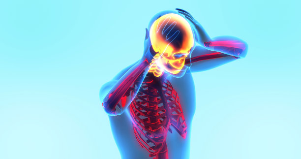 人体骨骼x射线图像。感觉头痛。图片下载