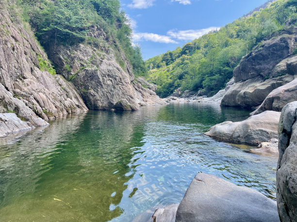 深池清澈，碧绿的水在波加洛河游泳。意大利皮埃蒙特的格兰德谷。图片下载