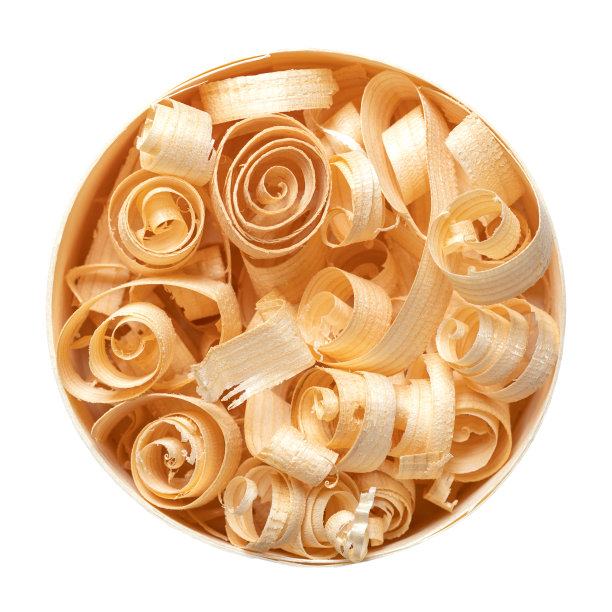 螺旋形木刨花，木螺旋，装在圆木片盒里图片下载