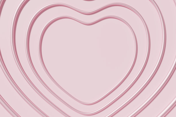 粉红色背景上淡粉色心形框架的3d渲染图片下载