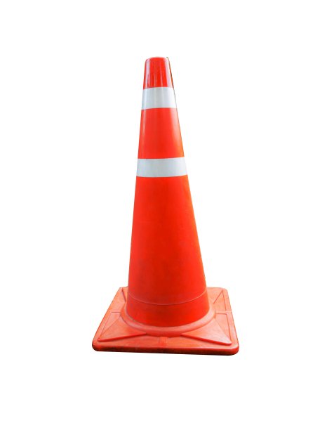 橙色交通锥道路的安全和警告，白色背景与剪辑路径。图片下载