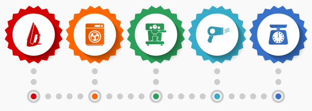 家用电器矢量图标，平面设计网页徽章集合，商业信息图模板图片下载