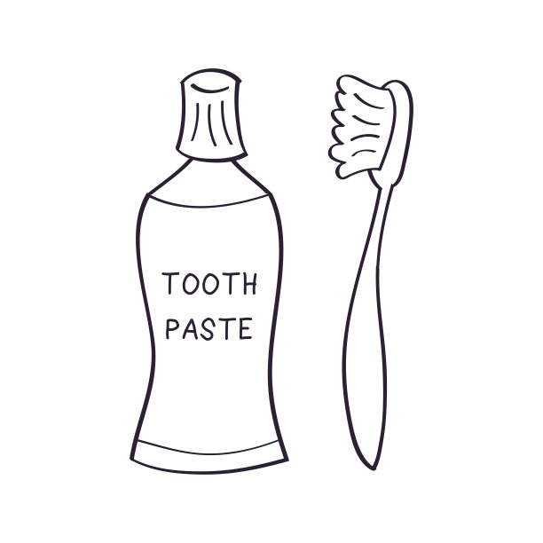 牙刷和牙膏管线图标图片下载