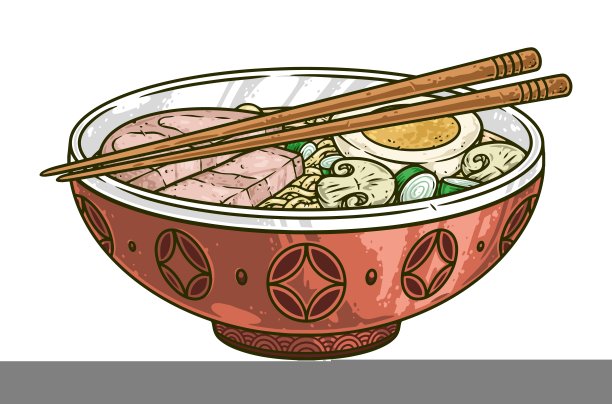 碗拉面色彩斑斓，元素详实图片下载