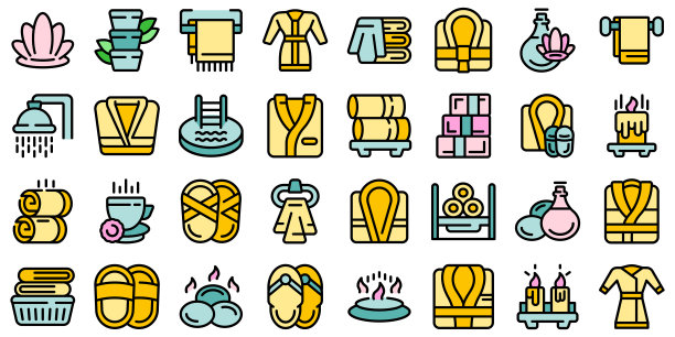 温泉服装图标集矢量平图片下载