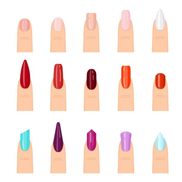 指甲图标设置卡通矢量。美甲沙龙图片下载