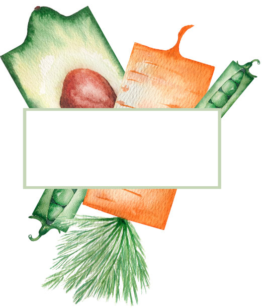 水彩可爱的花园蔬菜框架，收获插图，胡萝卜，豆类和鳄梨剪纸边框图片下载