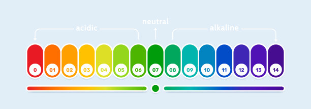 pH刻度指示图表。酸性和碱性测量分析。健康饮食的概念。矢量图图片下载