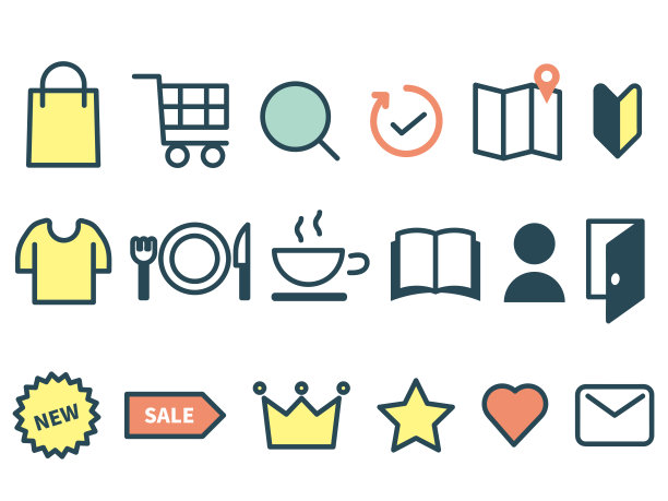 设施的描述和一组信息图标。图片下载