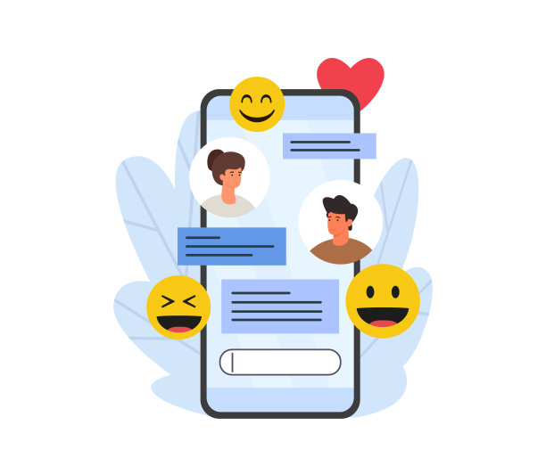 年轻人聊天发短信。在线约会应用和虚拟关系。图片下载