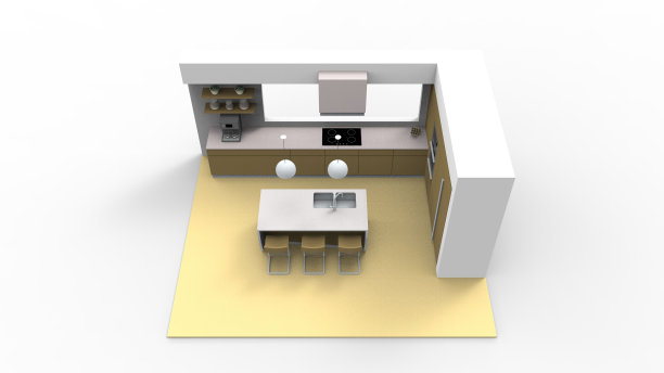 3D渲染的展示厨房孤立在白色工作室背景上图片下载