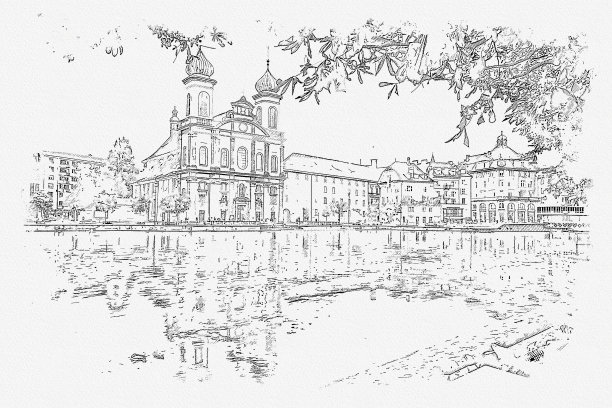 卢塞恩街景，瑞士美丽的地标。图片下载