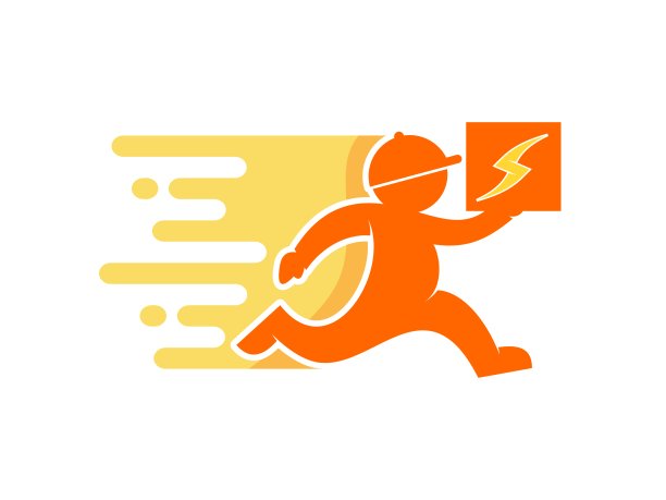 配有闪电箱的快速快递员图片下载