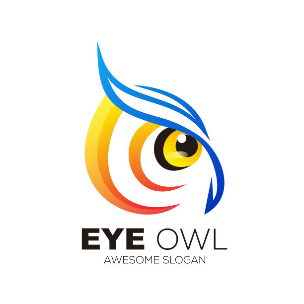 眼睛猫头鹰设计颜色渐变模板图片下载