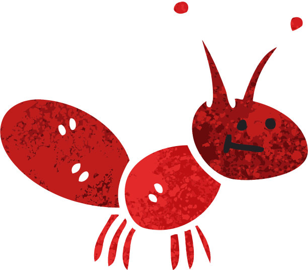 复古插画风格古怪的卡通蚂蚁图片下载