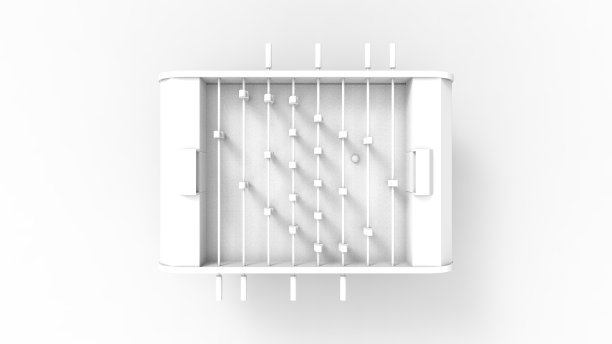 孤立在白色背景上的足球桌设计的3D渲染图片下载