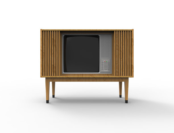 一个老式复古电视电视孤立在白色背景的3d渲染。图片下载